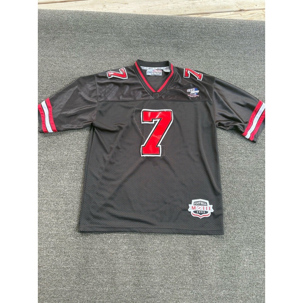 212 NYC #7 Football Jersey Black Red Size L 2003 Patch
